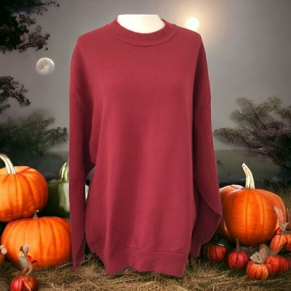 Vintage 90s Jerzees Blank Sweatshirt Pullover 2X Red 2XL USA Mens Womens Fleece. - Picture 1 of 15